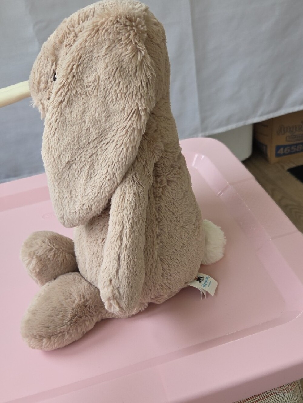 Jellycat Bashful Cream Plush Bunny with Pink Nose. Large - Picture 7 of 8